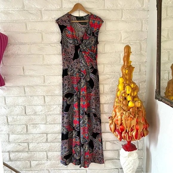 Ralph Lauren Paisley Jumpsuit Sz M P-36 - Picture 2 of 6